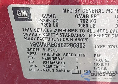 2014 Chevrolet Silverado 1500 2Lt from USA, damaged, VIN 1GCVKREC8EZ296802